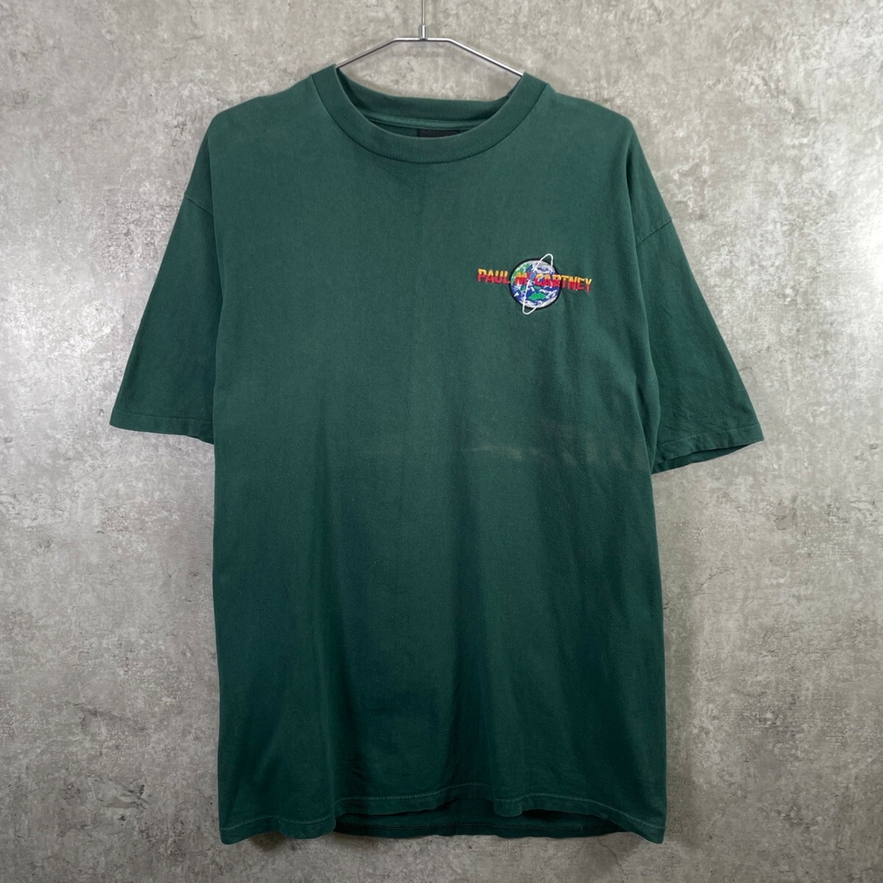 90年代 USA製 PAUL MACCARTNEY ポールマッカートニー ワールドツアー バンドTシャツ メンズL 古着 90s VINTAGE ヴィンテージ シングルステッチ バンT THE BEATLES ビートルズ 緑