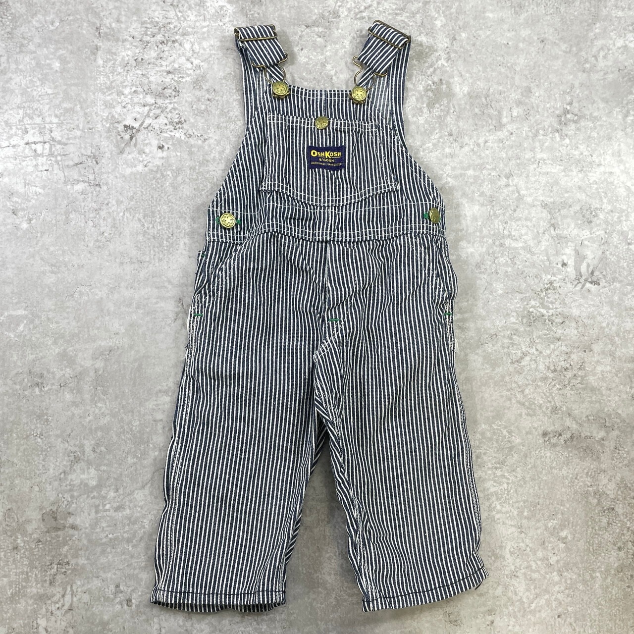 kids 滅多に無いデッド買い溜める 70年月日 USA製 OSHKOSH オシュコシュ  ヒッコリー 厚地の外套櫂 キッズ2-3歳 90-100糎好いかげんに 古着 70s VINTAGE 単位労働組合乗車券 金銭登録器目じるしなし ヴィンテージ 赤ちゃん服 ベビー服