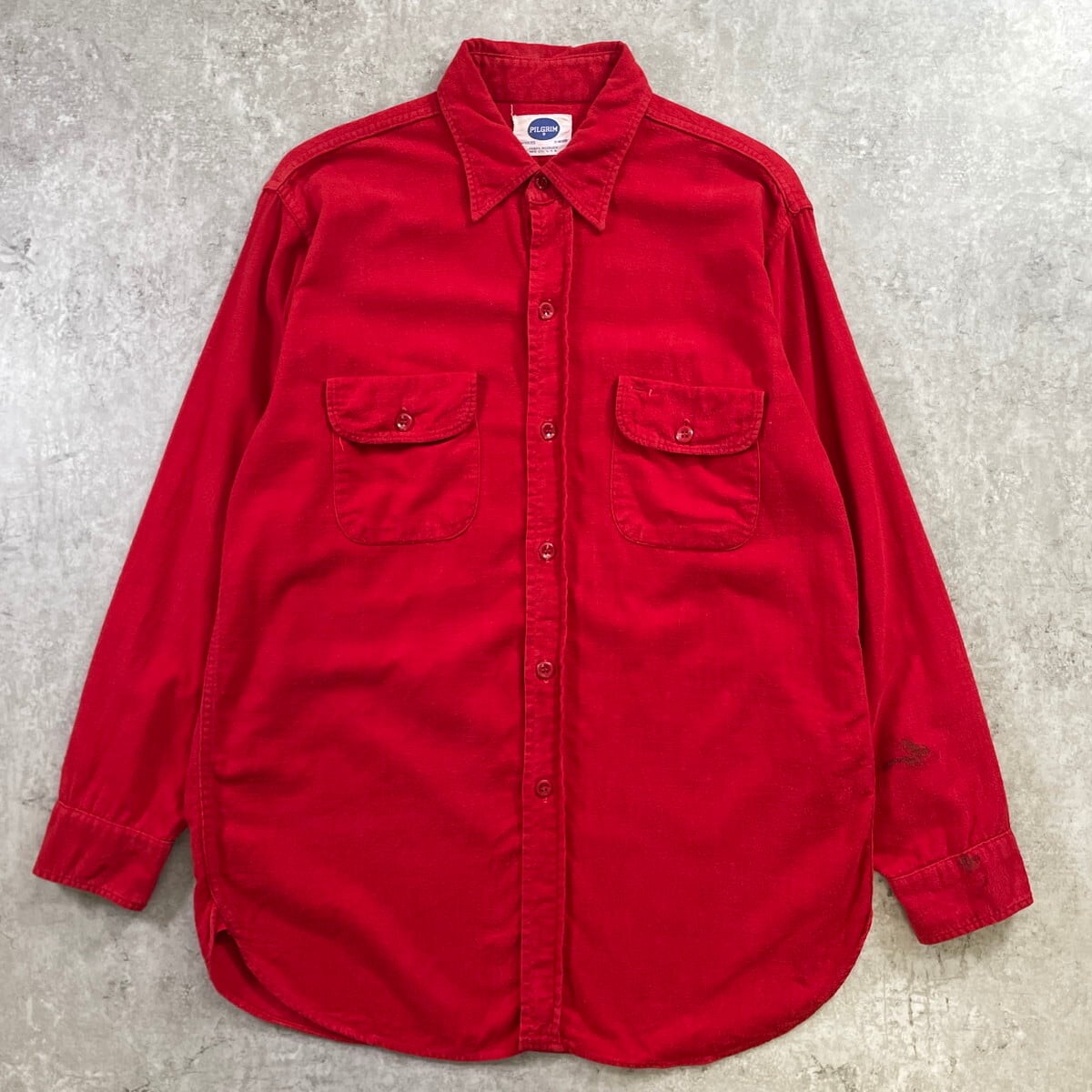 50年代 USA製 Sears PILGRIM シャモアクロス 長袖シャツ M相当 古着 マチ付き VINTAGE ヴィンテージ 赤色｜古着通販 cave古着屋