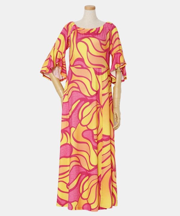 Maunaloa公式店 [ネオンハイビベルスリーブドレス] マウナロア フラ フラダンス衣装 レッスン用品 Maunaloa リゾートウェディング YJA-5102｜アミナコレクション 公式 8,408円