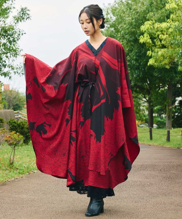 倭物やカヤ堅苦しさ店 [花墨羽織] 和柄 和今めかしい 着物 レトロ 今めかしい 着物 和 御召しもの 昭和レトロ 流行り物 羽織り/厚地の外套  76L-6104