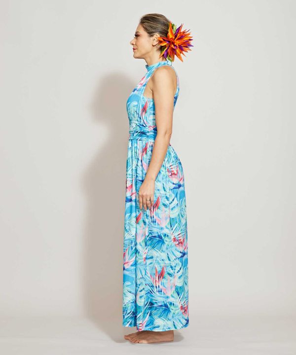 Kahiko 公式 シーアメリカンスリーブワンピース カヒコ ハワイアン Maunaloa Ocean Blue Birdyjx 0324 septicin Com