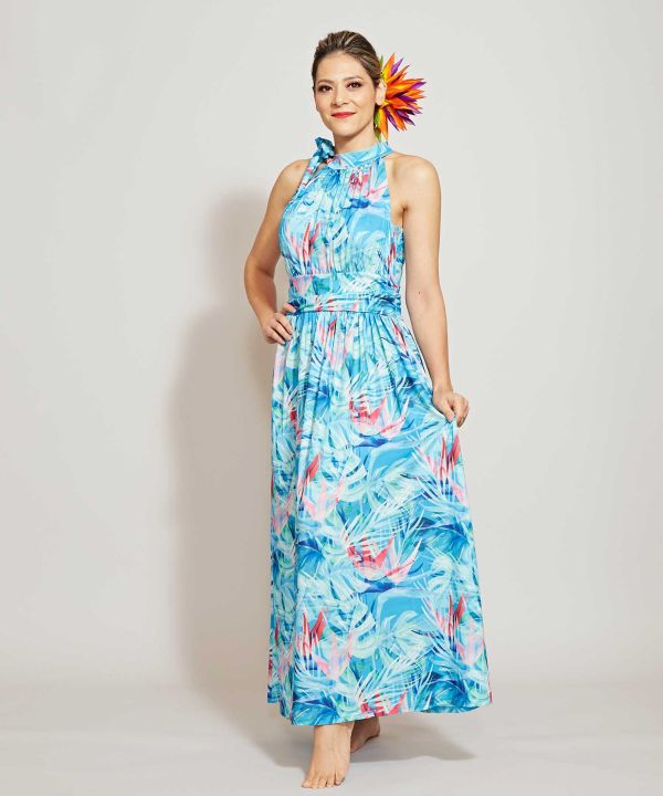 Kahiko 公式 シーアメリカンスリーブワンピース カヒコ ハワイアン Maunaloa Ocean Blue Birdyjx 0324 Butlerchimneys Com