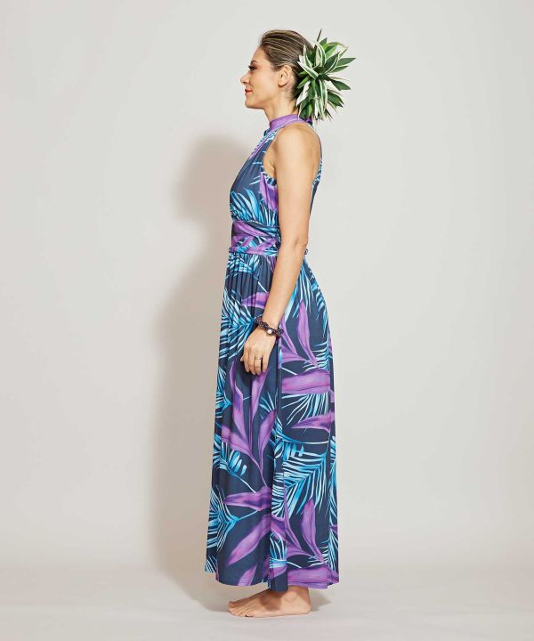 Kahiko 公式 ノーブルリーフアメリカンスリーブワンピース カヒコ ハワイアン Maunaloa Ocean Blue Birdyjx 0326 septicin Com