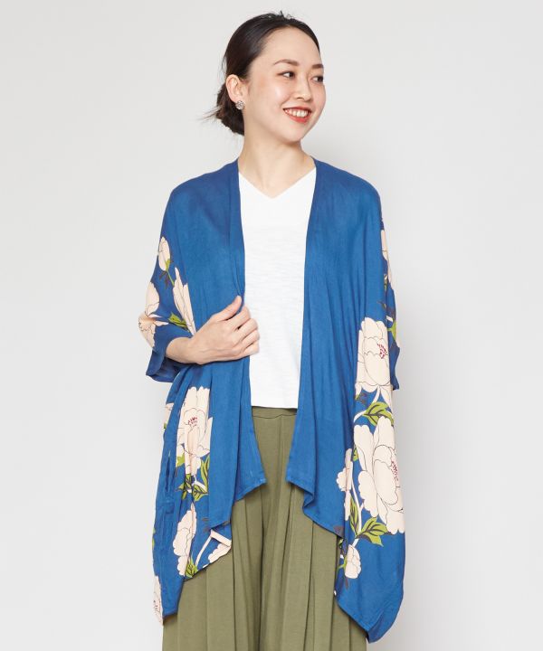 カーディガン ボレロ 国際ブランド 7ia 0214 羽織 カーディガン ファッション 和モダン 和柄 ｕｖカット加工 重ねの牡丹カーディガン 公式 倭物やカヤ Chessondemand Com