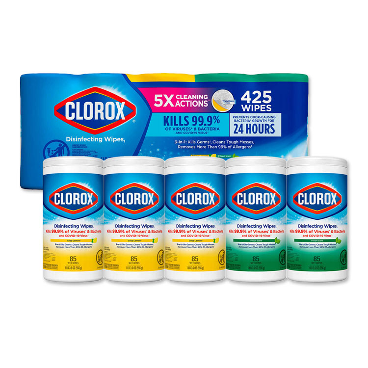 クロロックス 除菌ワイプ バラエティパック 425枚 (85枚 x 5パック) Clorox Disinfecting Wipes Variety Pack 85-count 5-pack【お取り寄せ商品】【アメリカコストコ品】