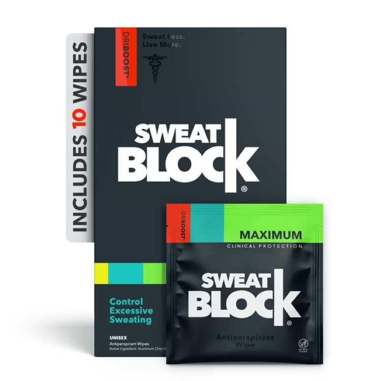 スウェットブロック マキシマムストレングス アンチパースピラント ワイプ 10枚 SweatBlock Maximum Strength Antiperspirant Wipes for Excessive Sweat & Odor Control 【お取り寄せ商品】