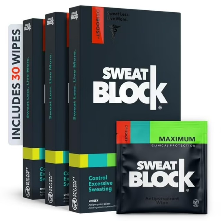 スウェットブロック マキシマムストレングス アンチパースピラント ワイプ 30枚 SweatBlock Maximum Strength Antiperspirant Wipes for Excessive Sweat & Odor Control 30 【お取り寄せ商品】