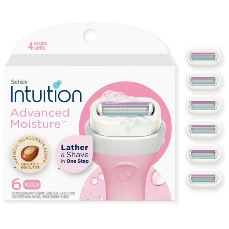 シック イントゥイション アドバンスドモイスチャー レディース 替刃 4枚刃 6個 Schick Intuition Advanced Moisture Women's Razor 4-Blade Refills, 6 Count 【お取り寄せ商品】