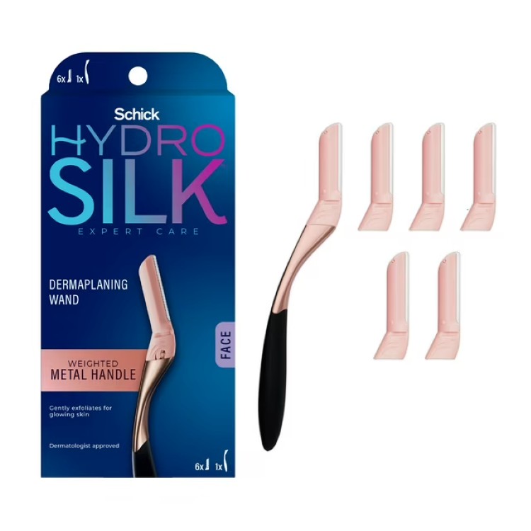 シック ハイドロシルク ダーマプレーニング ワンド フェイス用 角質ケアカミソリ 本体1本 替刃6枚 Schick Hydro Silk Dermaplaning Wand, Exfoliating Women's Face Razors 【お取り寄せ商品】