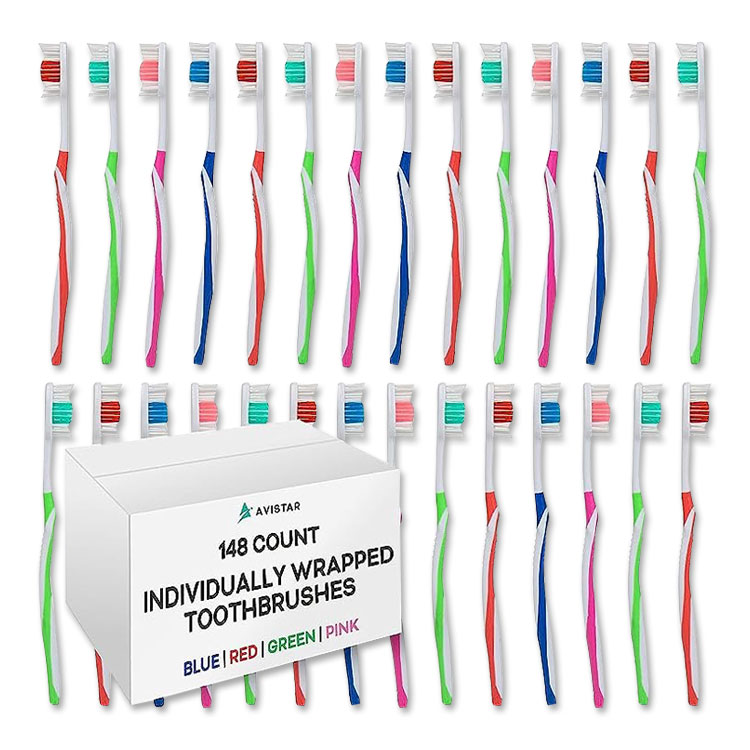 アビスター 使い捨て歯ブラシ 個別包装 大きめヘッド 普通毛 約148本セット Avistar Individually Packaged Large Head Medium Bristle Disposable Toothbrushes 3歳以上 大量 旅行 出張 オフィス｜パーソナルケア専門ミライケア