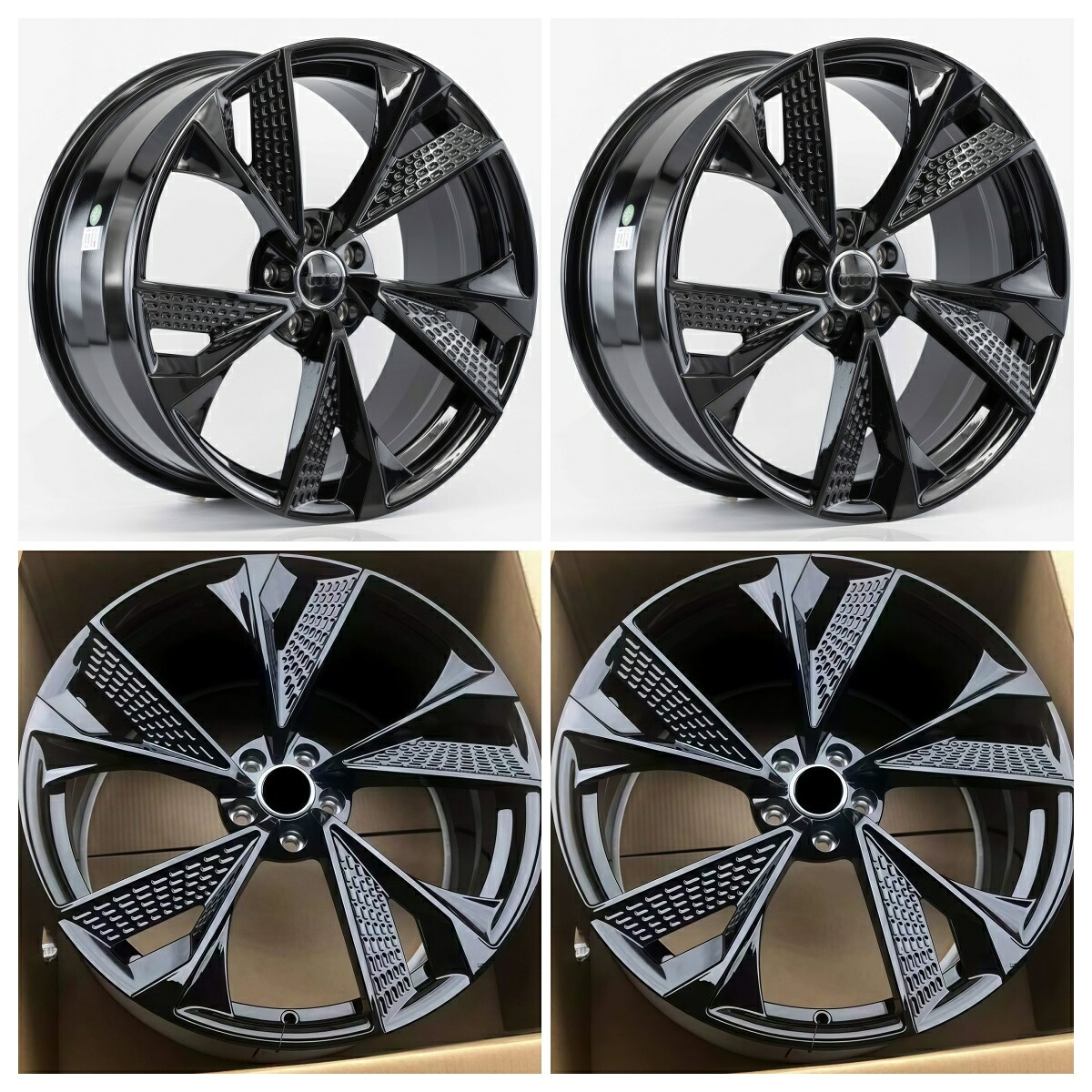AUDI アウディ A4/A5/A6/A7/A8/RS4/RS5/RS6/Q5/Q7/対応 18/19/20 インチ 鍛造ホイール PCD5×112 ハブ 66.5mm 4 本セット/ブラックグロス/3269E1880-4|c-shop01