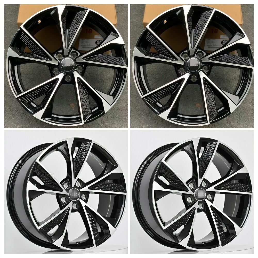 AUDI アウディ A4/A5/A6/A7/A8/RS4/RS5/RS6/Q5/Q7/対応 18/19/20 インチ 鍛造ホイール PCD5×112 ハブ 66.5mm 4 本セット/光沢ブラック切削ホイール/3269E1985-3|c-shop01
