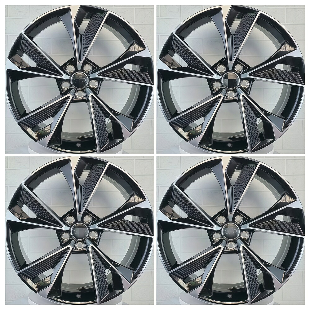 アウディ A4/A5/A6/A7/A8/Q5/Q7 18/19/20インチ アルミホイール 4本 PCD112 66.5 鋳造 グロスブラック切削|c-shop01