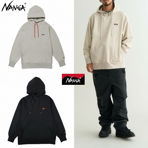 ナンガ エコ変わり種 ミニボックスロゴ 刺しゅう パーカー（裏毛）NANGA ECO HYBRID MINI BOX LOGO EMBROIDERY SWEAT HOODIE NW2441-1F014
