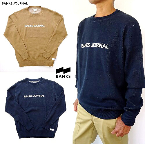 SALE!バンクス 逐次刊行物 ロゴタイプ 労働者の一団のど首 綿織物プルオーバー  BANKS JOURNAL LOGO CREW KNIT AKN0139
