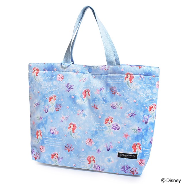 ディズニー レッスンバッグ マチ付き キルティング ループ付き Ariel THE LITTLE MERMAID アリエル リトルマーメイド 手提げ 絵本袋 子供 お稽古 ショルダー 通園バッグ 小学生 大きめ トートバッグ 肩掛け 女の子 小学校画像