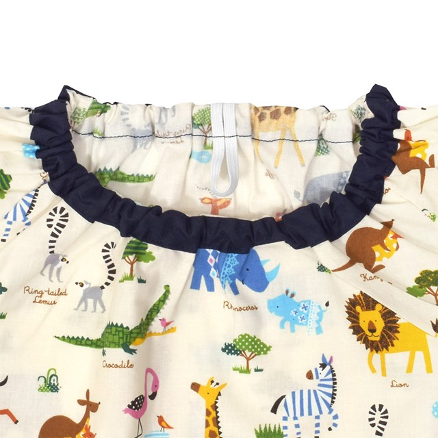 スモック サバンナ横断どうぶつ大行進 おしゃれ エプロン 子供 子供用 小学生 幼稚園 書道 生成 用 美術 長袖スモック 高学年 安心の実績 高価 買取 強化中 生成