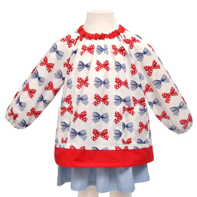 楽天市場 スモック ポルカドットとストライプのフレンチリボン アイボリー 子供用 長袖スモック 幼稚園 エプロン 小学生 用 子供 用 書道 高学年 美術 おしゃれ スモック Colorful Candy Style Plus