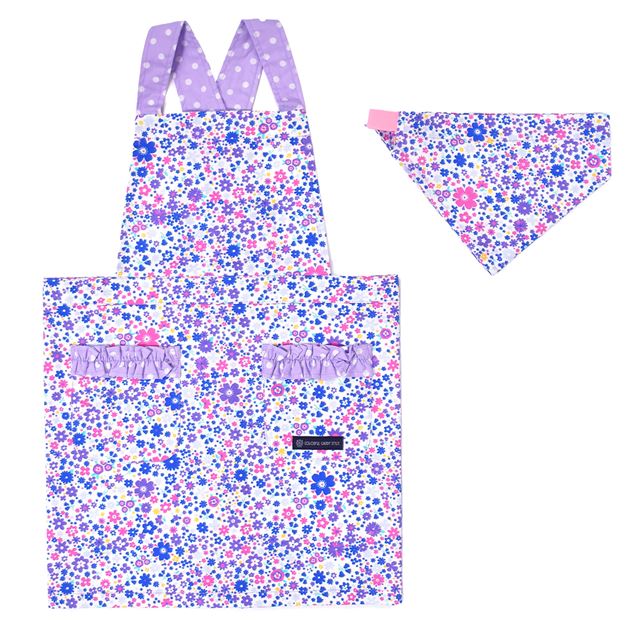 楽天市場 ポイント10倍 子どもエプロン 130 160cm フラワー模様のエアリーシャワー ラベンダー 子供用 子供 エプロン 三角巾 セット ゴム キッズエプロン 子供用 おしゃれ 幼児 小学生 かわいい Colorful Candy Style