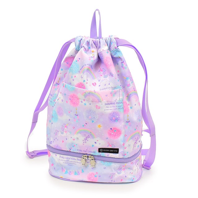 【週末限定 10％OFF】【まとめ割対象】 プールバッグ ナップサックタイプ 撥水 軽量タイプ ユニコーンファンタジー 子供用 プールバック キッズ 防水 水泳バッグ 手提げ 撥水 小学生 幼稚園 子供 保育園 大きめ 透けない ビニールバッグ プールグッズ画像