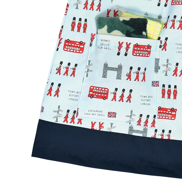 スモック 1cm ライトブルー 幼稚園 長袖スモック 子供用 てくてくロンドン行進曲