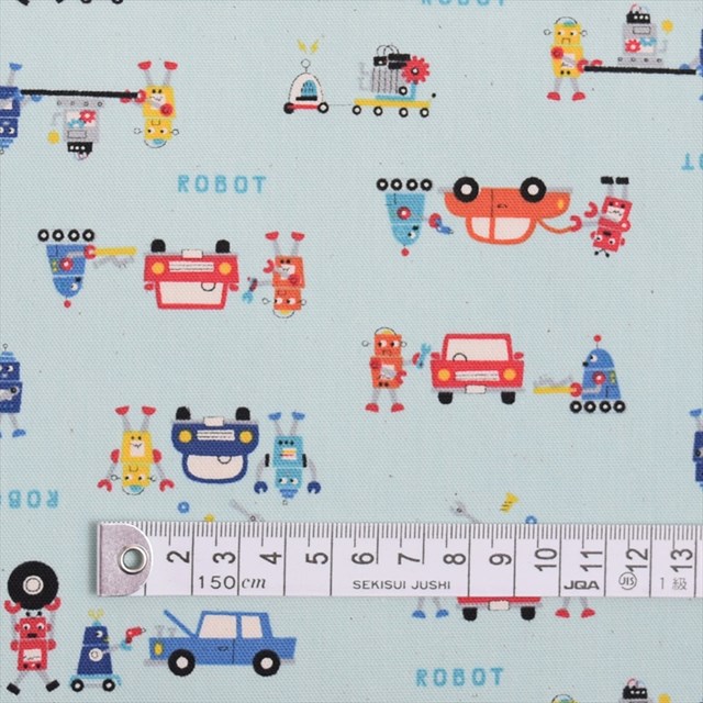 楽天市場 ネコポス対応 らりるれロボットみんなトモダチ ライトブルー オックス生地 布地タイプ 入園入学 入園準備 入学準備 入園グッズ 手作り 男の子 Colorful Candy Style