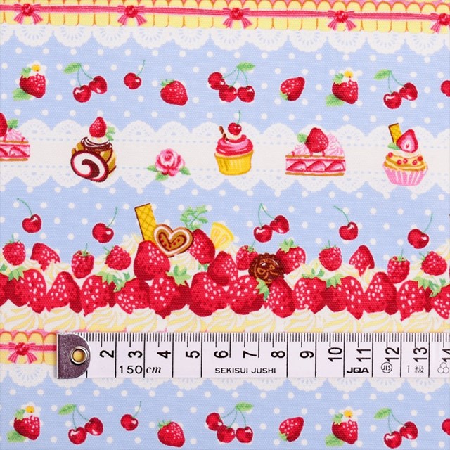 楽天市場 ときめきスイーツお菓子な時間 ライトブルー ラミネート0 2mm生地 入園入学 入園準備 入学準備 入園グッズ 手作り 女の子 Colorful Candy Style