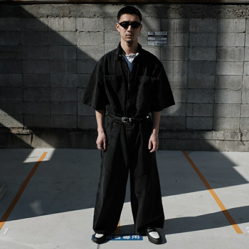 WILLY CHAVARRIA / WILLY JUMP SUIT WASHED BLACK 24SS 貨物輸送無料