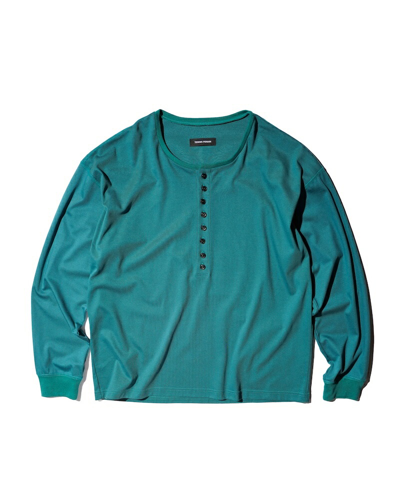 TENDER PERSON / HENRY NECK LONG TEE GREEN 26SS