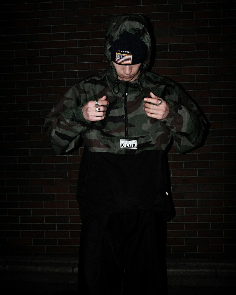 PRO CLUB / Nylon Hooded Anorak Quarter Zip Jacket|CCTB