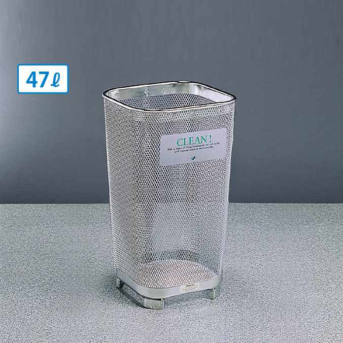 【ステンレス鋼手合い紙くずかご】地びた隅っこ３５０角Rステン１４【47L】(テラモト DS-198-135-0) (海岸地帯 運動場 バス発着場 室外 屋内 激安)