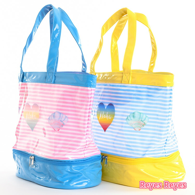 Child S Horizontal Stripe Beach Bag Vinyl Tote Of The Reyes Two Folds Bottom Pool Kids Woman