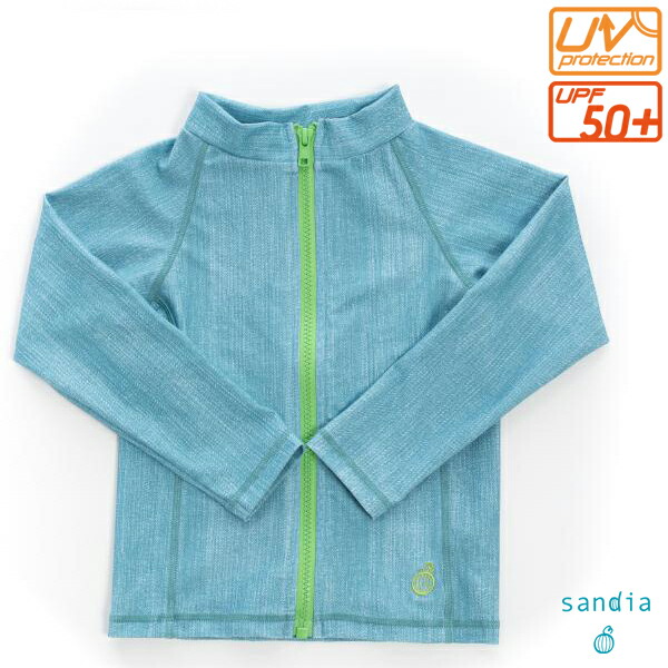 子供ラッシュガード/UVラッシュジャケットDPサックス【UPF50+/ベビー/キッズ/ジュニア/】【80,90,100,110,120,130,140,150】【サンディア/sandia】