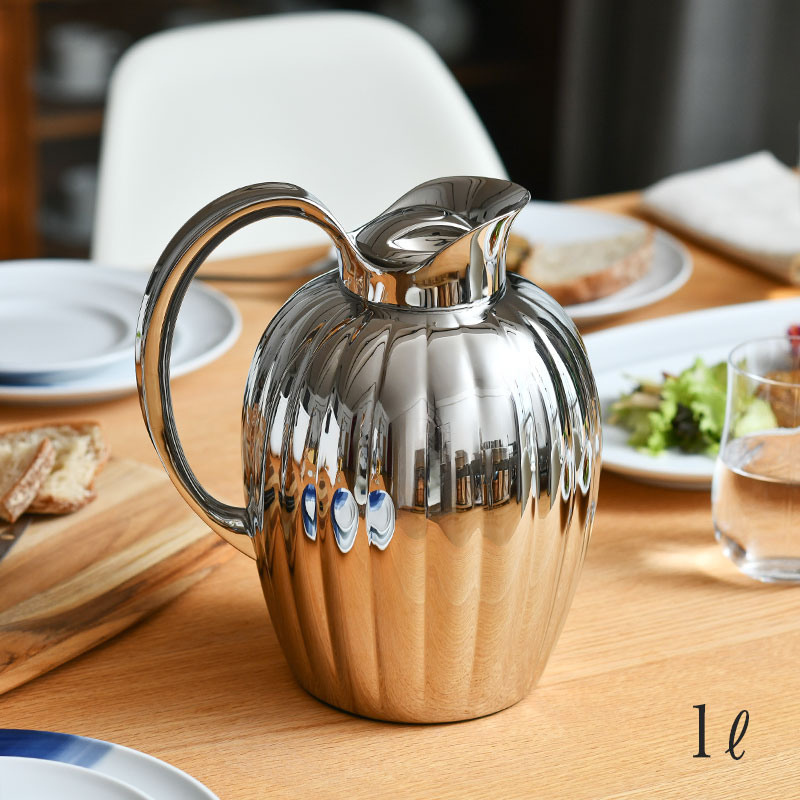 ジョージジェンセン サーモジャグ 1L ベルナドッテ Georg Jensen BERNADOTTE ステンレス鋼 しろがね色 今めかしい 貨物輸送無料