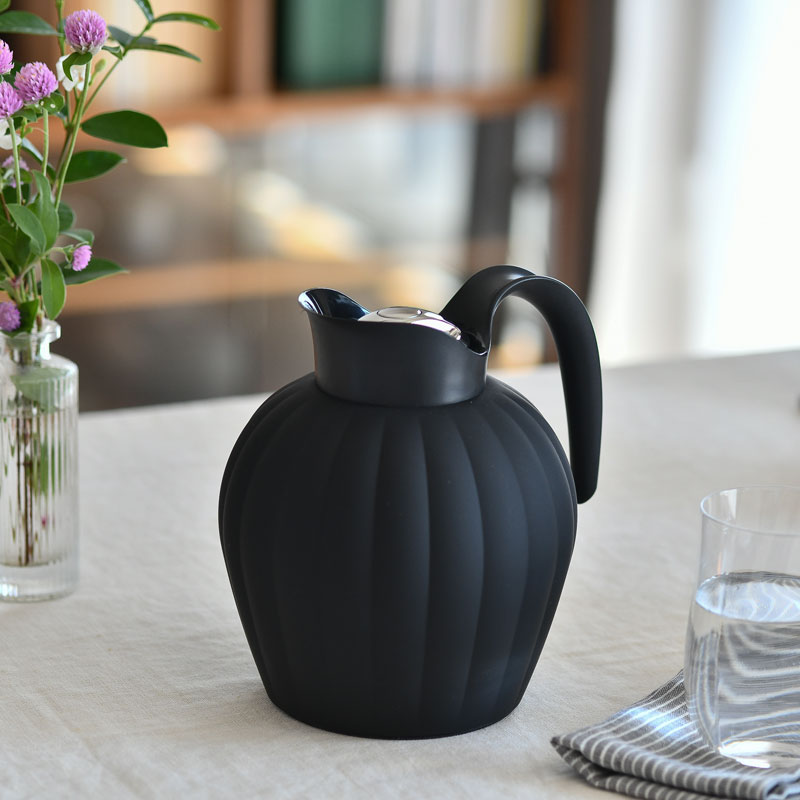 ジョージジェンセン サーモジャグ 0.8L うしろ押し式ストッパー付き添い人 真夜中黒いこと ベルナドッテ Georg Jensen BERNADOTTE ステンレス鋼 今めかしい 貨物輸送無料