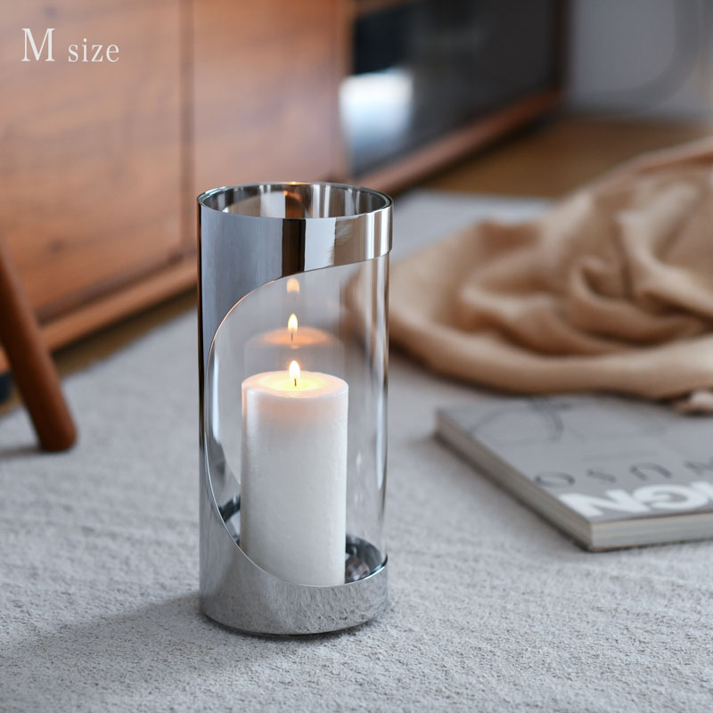 ジョージジェンセン ハリケーン キャンドルホルダー 28cm Mサイズ クローム コントゥア Georg Jensen CHROME CONTOURS 送料無料