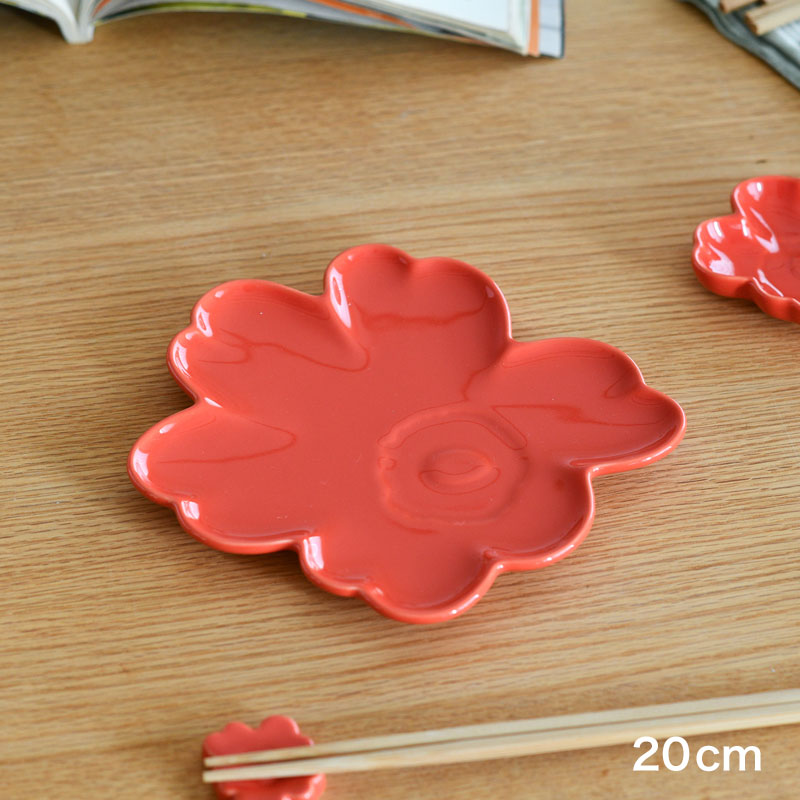 マリメッコ シェイプ プレート 20cm ウニッコ オレンジレッド marimekko Unikko Shape 花形 おしゃれ かわいい 人気 送料無料