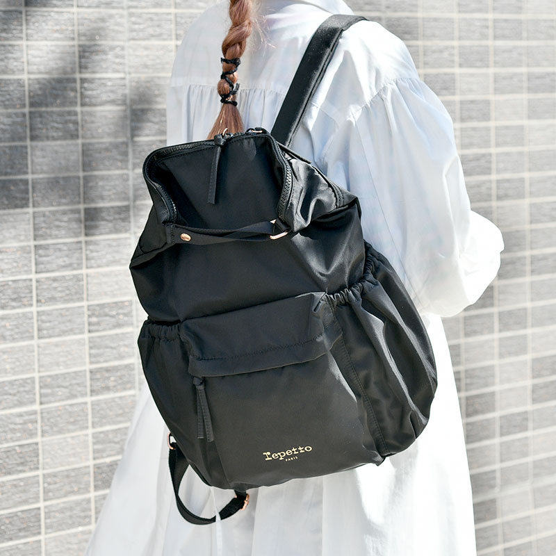 新品・未使用タグ付　Repetto（レペット）バックパック 楽天市場】レペット ダッフルバッグ L コットン ブラック 黒 repetto