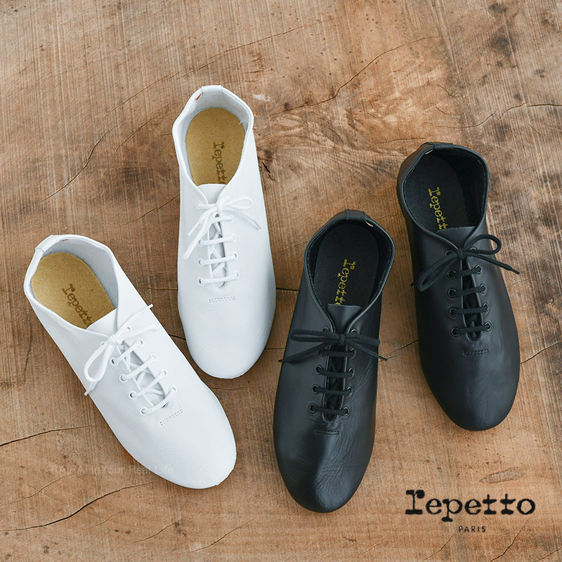 レペット repetto ジャズ バレエシューズ レースアップ ダンスシューズ レディース カーフレザー ブラック ホワイト JAZZ 靴 |  RAIRAI（ライライ）