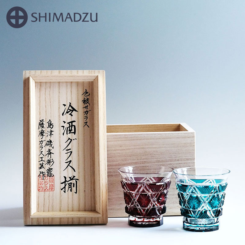 薩摩切子 冷酒グラス cut01 【紅×緑】 セット 島津薩摩切子 薩摩ガラス工芸 鹿児島 島津興業 送料無料|RAIRAI(ライライ)