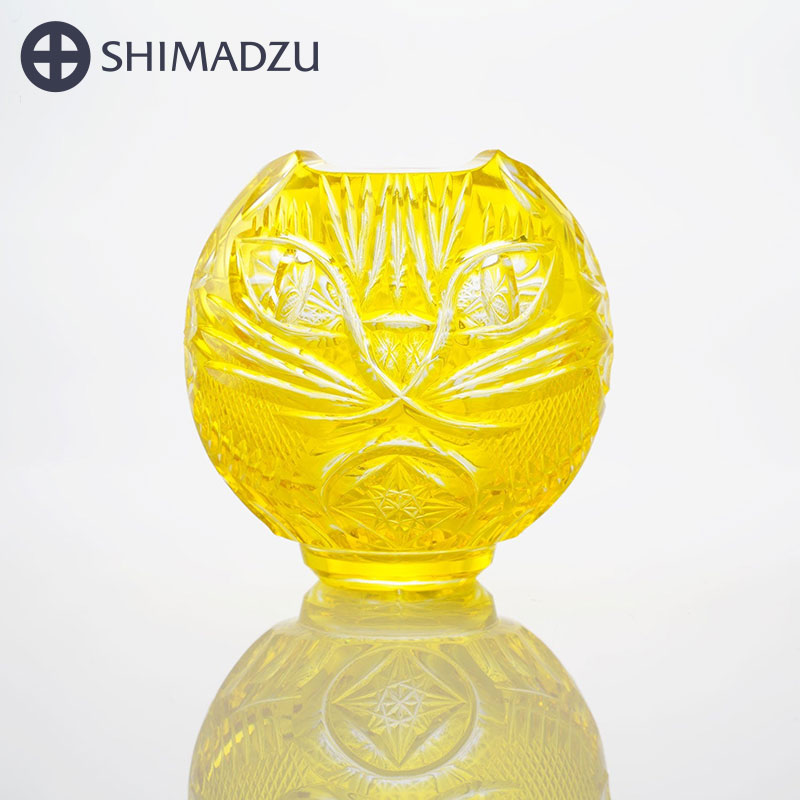 薩摩切子 福猫様 黄 島津薩摩切子 薩摩ガラス工芸 鹿児島 島津興業 送料無料
