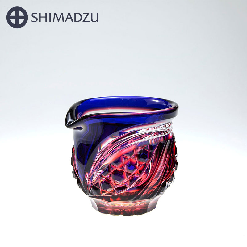 薩摩切り子ガラス 片口 cut201 ルリ金赤 島津薩摩切り子ガラス 薩摩硝子芸術 鹿児島 島津興業 貨物輸送無料