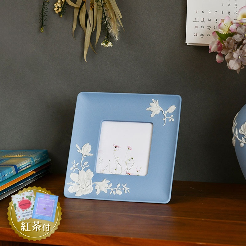 【紅茶セット付き】 ウェッジウッド ピクチャーフレーム ジャスパーウェア マグノリア ブロッサム WEDGWOOD Jasper ware Magnolia Blossom 写真立て 10cm おしゃれ 送料無料