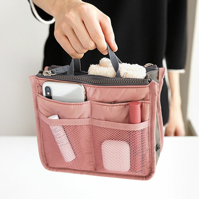 Compact　Dual　Bag　縦型　収納　バッグインバッグ　収納バッグ　大容量　大きめ　たて型　トートバッグ　カバン　女性　かわいい　トートバッグ用　トート　Bag　レディースインナーバッグ　バッグ　インナー　ショルダー　リュック　自立　In　おしゃれ