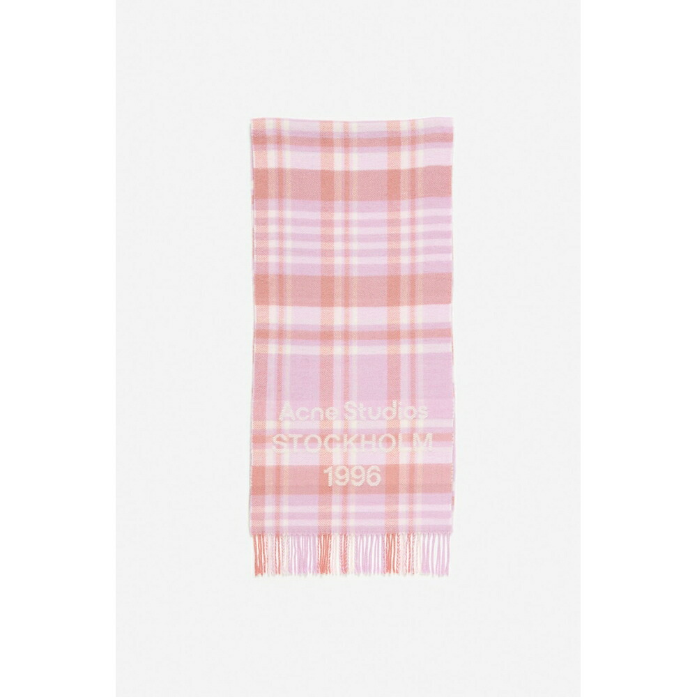 アクネ Acne Studios 2026春夏レディース チェックロゴスカーフ マフラー - ワイド【ピンク/フューシャ 】【送料無料】【正規品】★プレゼントにオススメ★