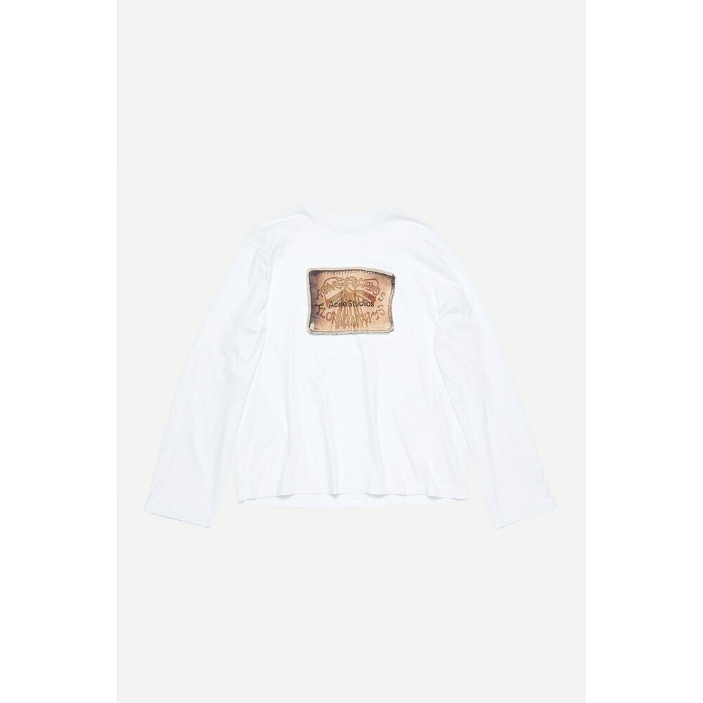 アクネ Acne Studios 2026春夏メンズ プリントロングスリーブTシャツ【ホワイト 】【送料無料】【正規品】