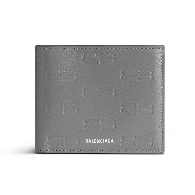 バレンシアガ BALENCIAGA メンズ EMBOSSED MONOGRAM スクエア フォールドウォレット ボックス【ダークグレー 】【送料無料】【正規品】