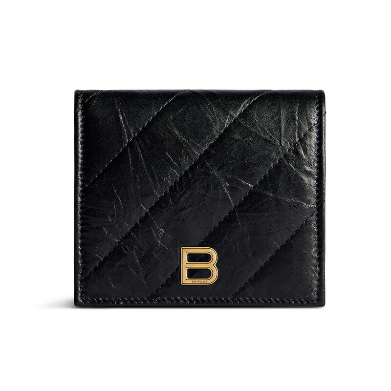 バレンシアガ BALENCIAGA レディース CRUSH フラップコイン&カードホルダー キルテッド【ブラック 】【送料無料】【正規品】