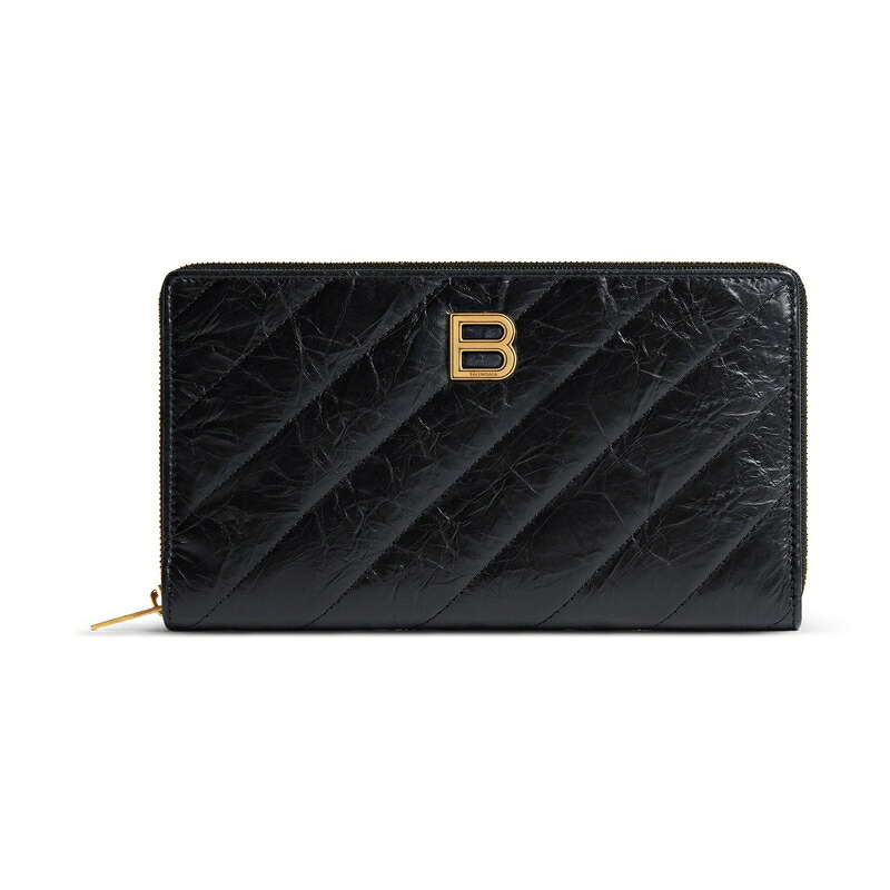 バレンシアガ BALENCIAGA レディース CRUSH コンチネンタルウォレット キルテッド【黒いこと 】【貨物輸送無料】【決まり品】 バッグ・小物・ブランド雑貨-財布・ケース-レディース財布